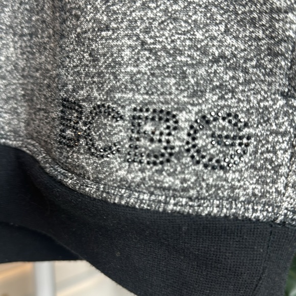 GUC BCBGMaxazia Grey/Blk Fleece Lined Bling Drawstring Hoodie, Small - Picture 2 of 12